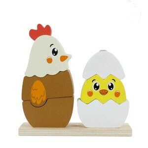 Spark Create Imagine Wooden Stacking Puzzle – Hen & Egg 18+ Months - New